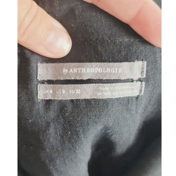 Anthropologie Maeve Greta Linen Midi Dress in Black, sz 0 - Picture 15 of 16